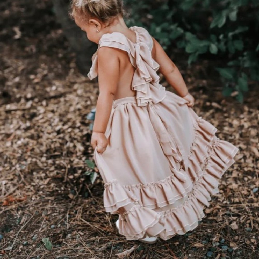 Baileys Blossoms NELLIE CHAMPAGNE RUFFLE MAXI DRESS